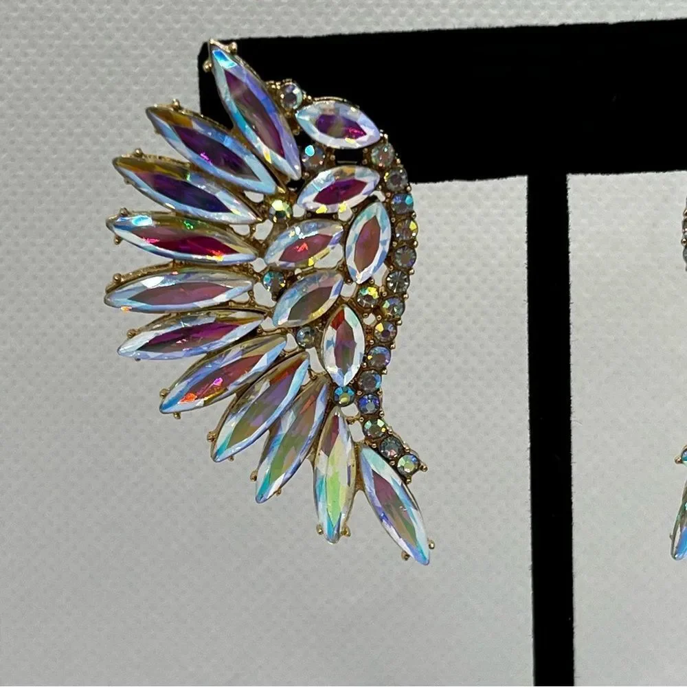 EARRINGS! Betsey Johnson Angel Wing AB Crystal Earrings BNWT